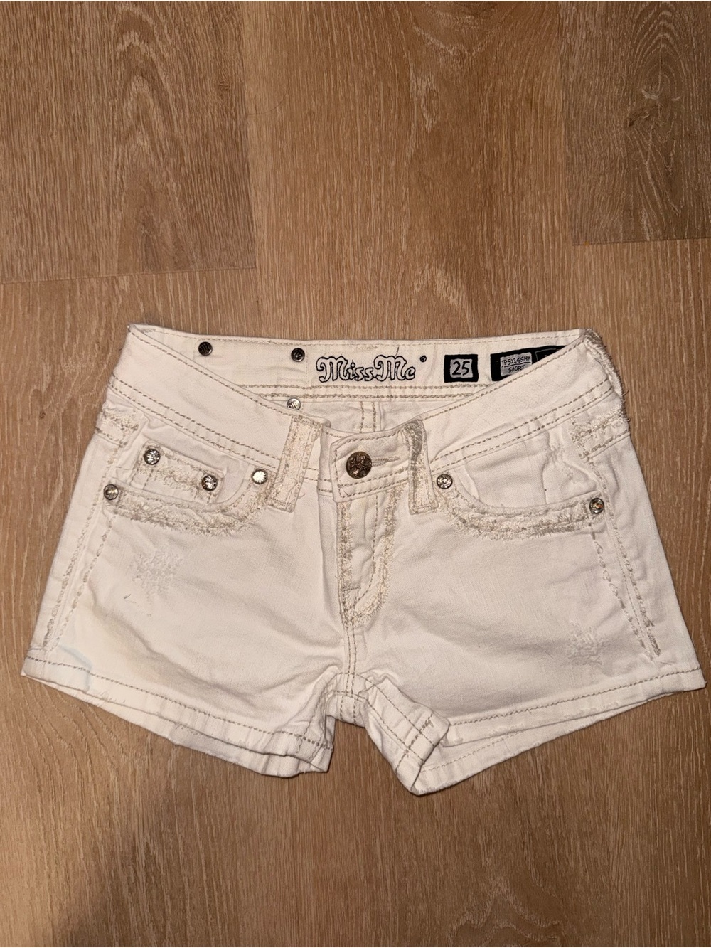 Miss Me Cream White Frayed Denim Shorts